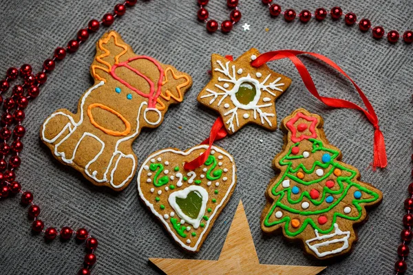 Assorted Fresh Gingerbread Cookies Harmful Ingredients Children — Stock Photo, Image