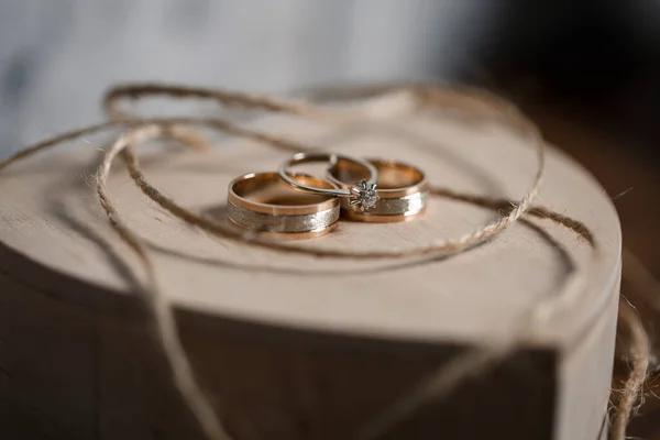 Anillos Boda Oro Para Recién Casados Día Boda Joyería Para — Foto de Stock