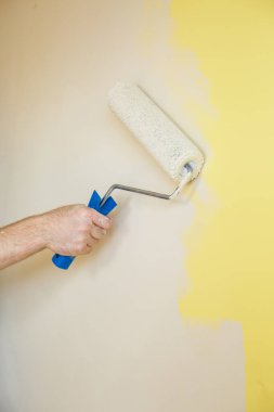 Profesyonel duvar boyası, iç duvarlarda paten boyası. Yenileme konsepti