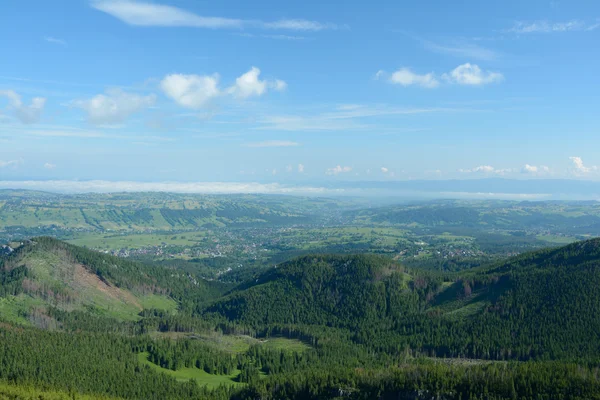 Vista hacia Zakopane desde el sendero hasta el valle de Gasienicowa . — Foto de Stock