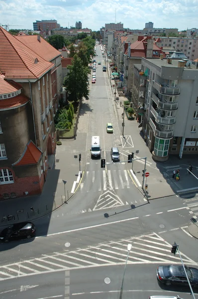 TRaffic in via Mickiewicza a Poznan, Polonia — Foto Stock