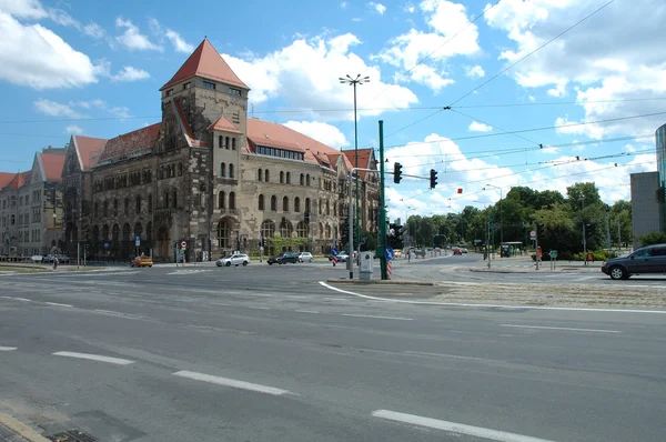 Trafikk på Junction i Poznan, Polen – stockfoto