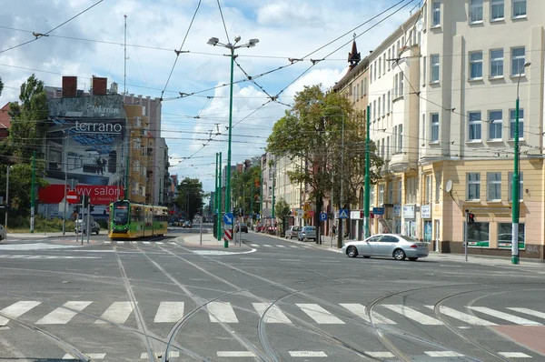 Перекресток на улице Добровского в Познани, Польша — стоковое фото