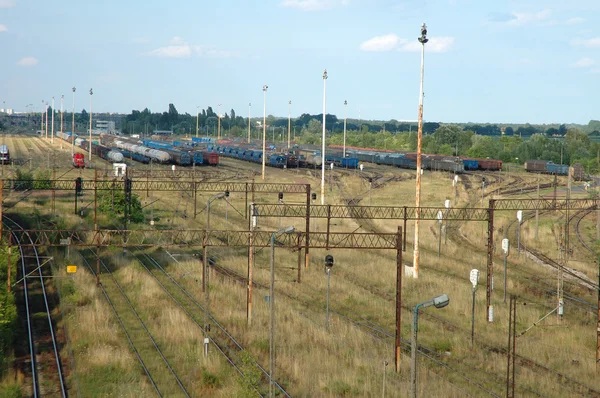 Treinen op siding in Poznan, Polen — Stockfoto