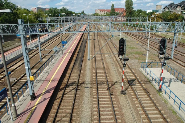 Železniční tratě v Poznani, Polsko — Stock fotografie