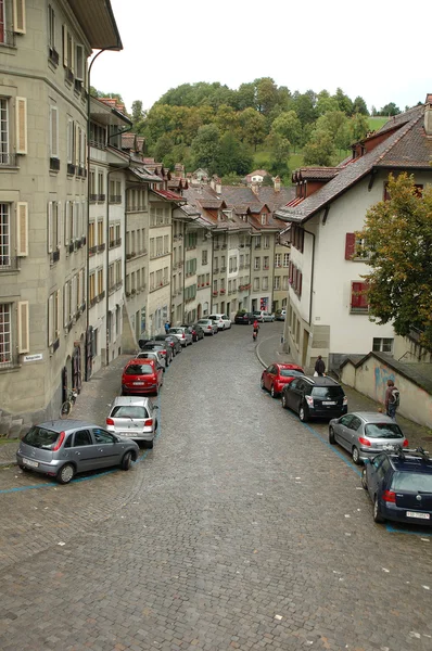 在瑞士伯尔尼的鹅卵石的街道 — 图库照片