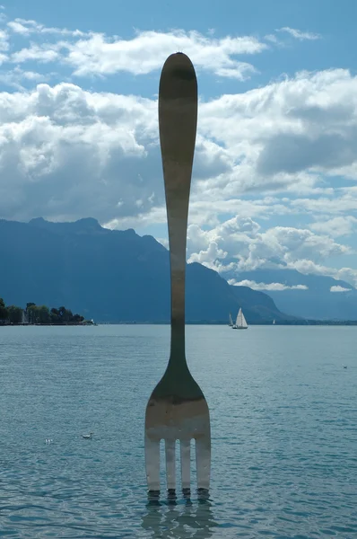 スイスのジュネーブ湖でヴェヴェイの水でフォーク — ストック写真