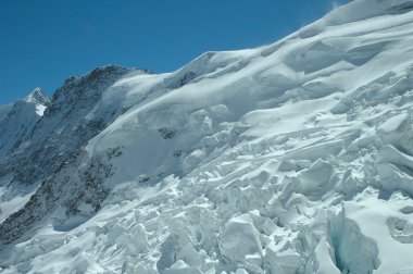 Buzul Jungfraujoch pass İsviçre Alpleri'nde yakın