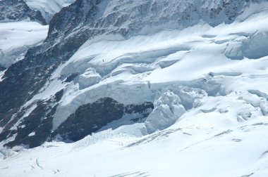 Buz ve kar Jungfraujoch İsviçre Alpleri'nde yakın