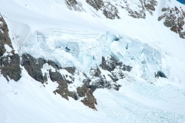 Buz ve kar Jungfraujoch İsviçre Alpleri'nde yakın