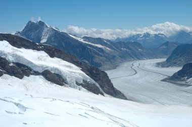 Jungfraujoch pass İsviçre Alpleri'nde üzerinden görüntülemek