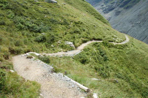 Grindelwald İsviçre Alpleri'nde yakın dağlarda iz — Stok fotoğraf