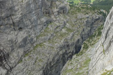 Grindelwald İsviçre yakın derin kayalık vadi