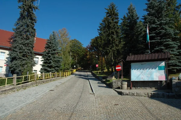 Мощеная улица в польском городе Пореба — стоковое фото