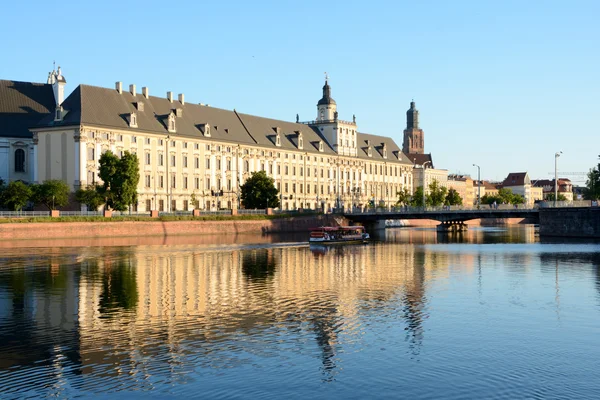 University building at Odra river in Wroclaw, Poland