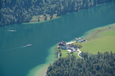 Konigssee lake and St. Bartholoma church clipart