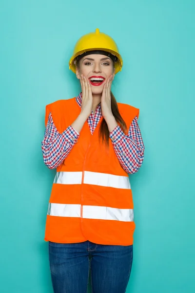 Excited Female Construction Worker