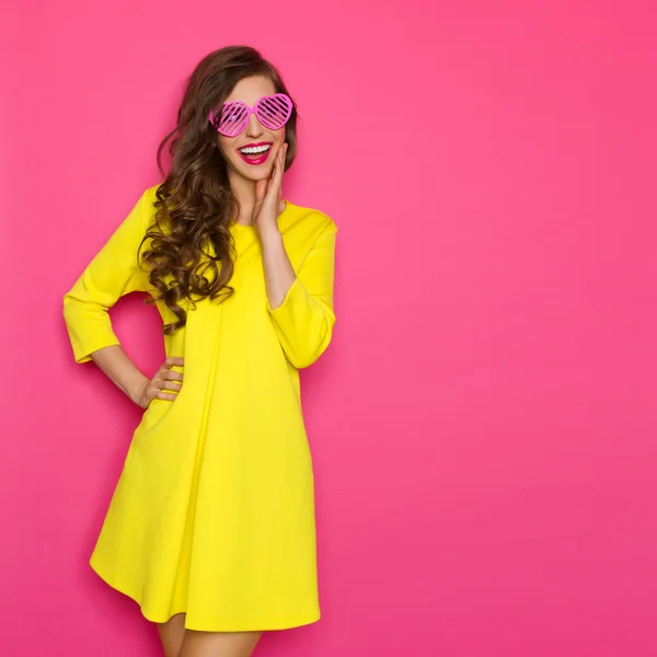 Curious Girl In Pink Sunglasses