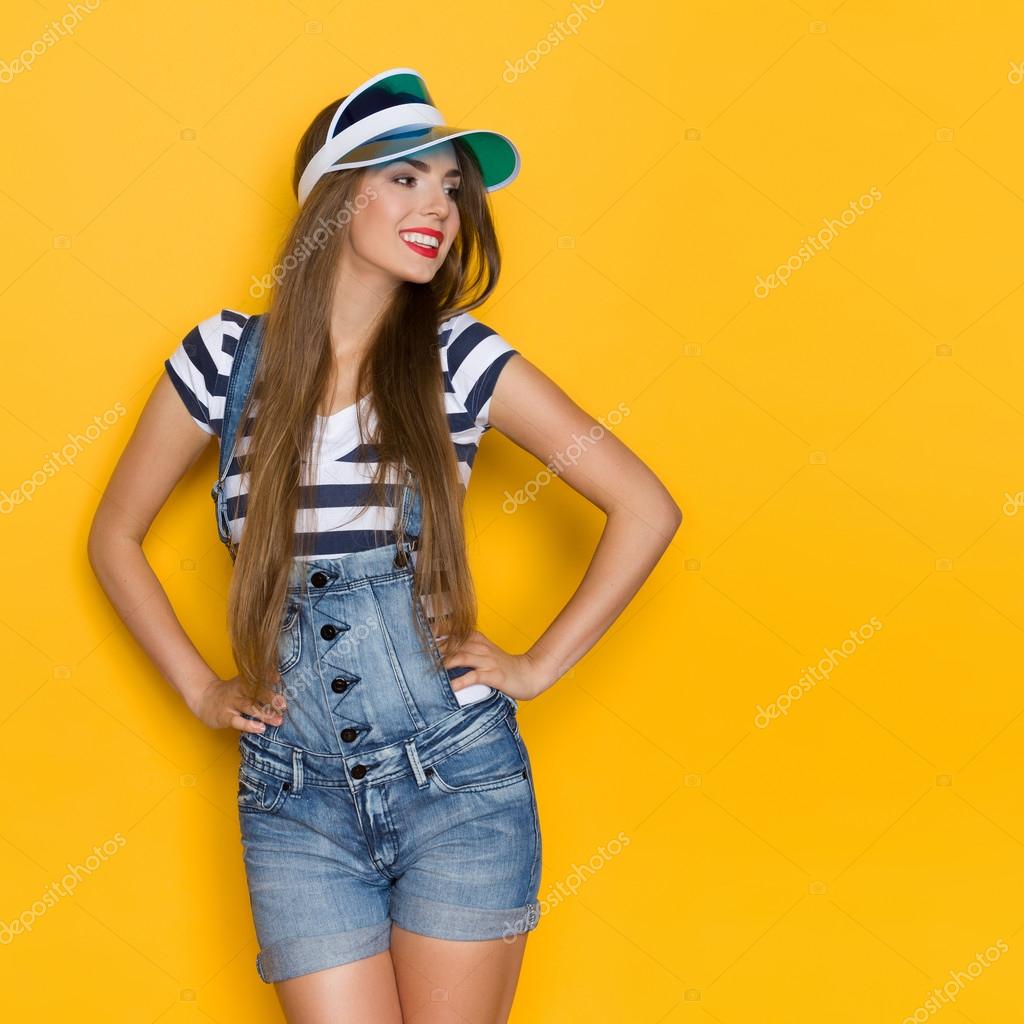 three quarter length dungarees