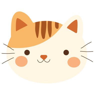 Şirin kedi yüzlü vektör çizimi. Çizgi film biçimi.