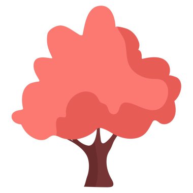 Beyaz arkaplanda izole edilmiş kiraz ağacı düz simgesi. Vektör illüstrasyonu