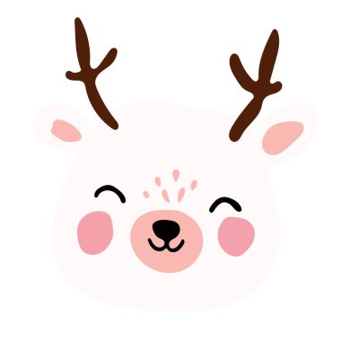 Sevimli çizgi film geyiği. Beyaz arkaplanda vektör illüstrasyonu