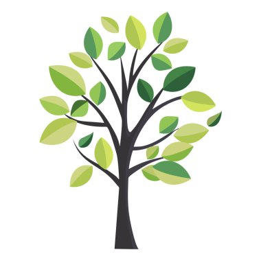 Beyaz arkaplan vektör illüstrasyon grafik deseninde yeşil ağaç simgesi