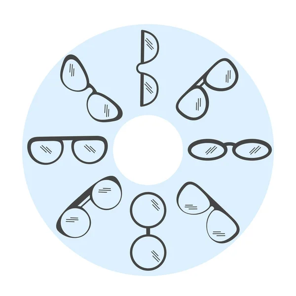 Set of glasses gray minimalism. isodized vector Stock Vector