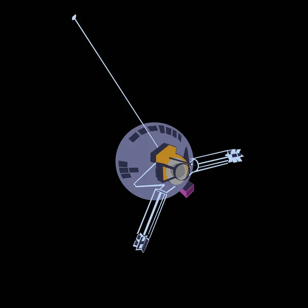 Spacecraft pioneer 10 in cartoon style 2d. vector — Stock Vector