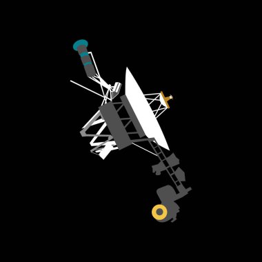 Uzay gemisi Voyager 1 çizgi film stili 2D. vektör