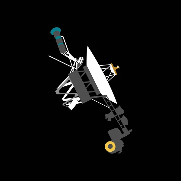 Uzay gemisi Voyager 1 çizgi film stili 2D. vektör