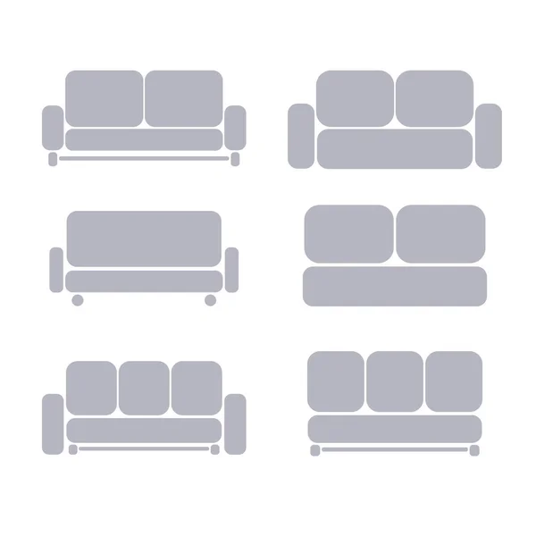 Set of sofas. in minimalism gray. polish vector — Stock Vector