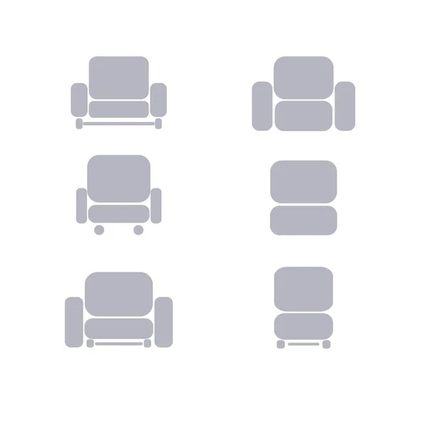 Cadeira definida em minimalismo cinza. vetor plano —  Vetores de Stock