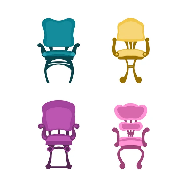 Set of baroque chair. soft furniture. vector — Stock Vector