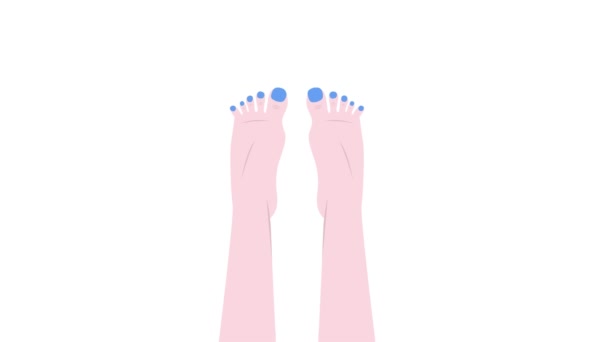 Animation of feet with nails and pedicure. 2d — Stock Video