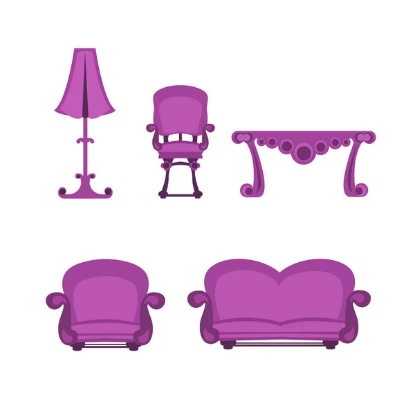 Conjunto de muebles en el vector de estilo barroco — Vector de stock