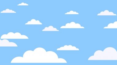 Animasyon 2D bulutlar gökyüzünde uçuyor.