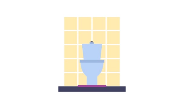 Анімація 2d туалет у плоскому стилі. домашній інтер'єр — стокове відео