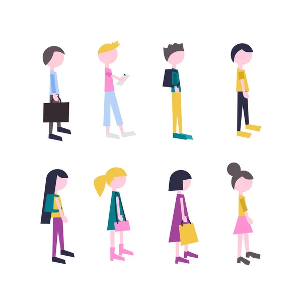 Set people in primitive style. isolated vector — Stock Vector