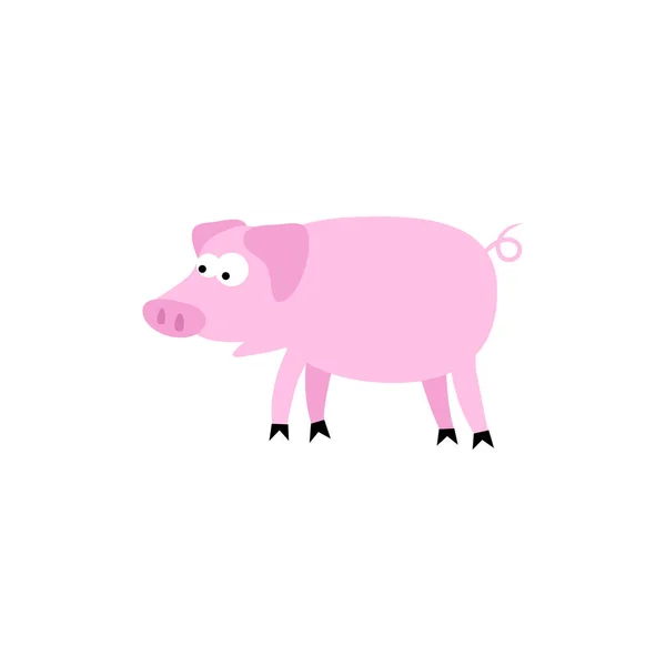 Cochon de dessin animé dans le style plat. vecteur isolé — Image vectorielle