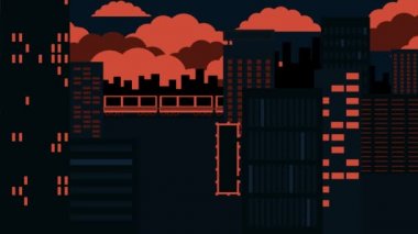 Gece şehrinin döngülü animasyonu. 30 saniye.