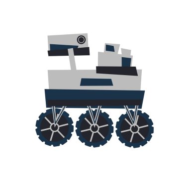 Mars gezgini Mars 'ı keşfetmek için. soyut 2d düz