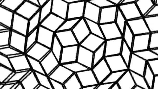 Animación penrose mosaico. movimiento blanco y negro — Vídeo de stock