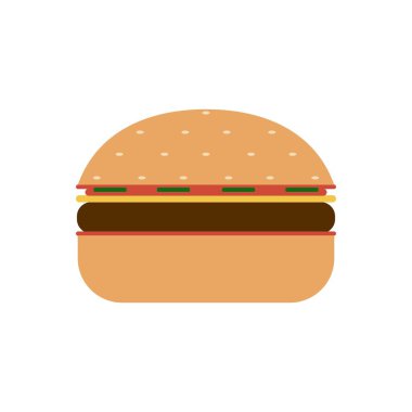 Fast food burger düz yalıtılmış 2d vektör.