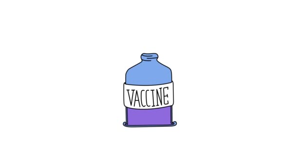 Animation of a bottle with a vaccine. 2d motiom — Stock Video