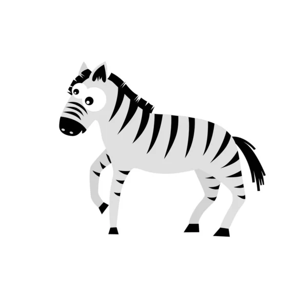 Zebra in stile cartone animato. vettore isolato piano 2d — Vettoriale Stock