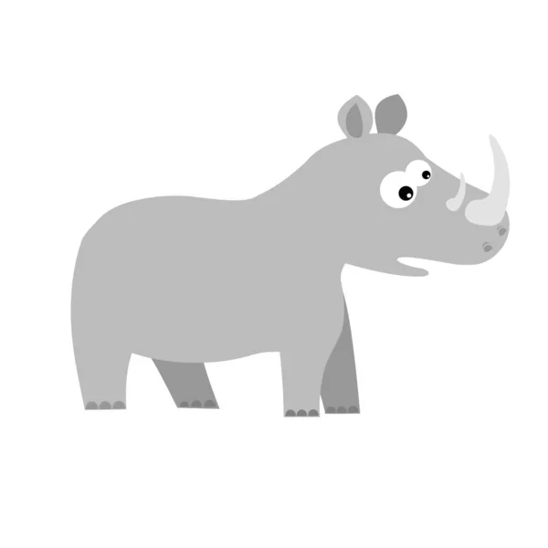 Rhino dans le style de dessin animé 2d. vecteur isolé plat — Image vectorielle