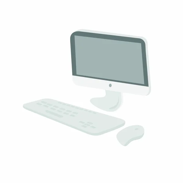 Ordinateur avec clavier et souris. vecteur de dessin animé — Image vectorielle