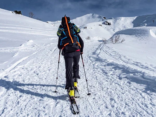 Bergsteigerszene Den Alpen Winter — Stockfoto