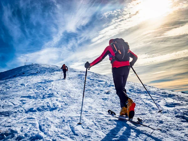 Skitourengehen Den Italienischen Alpen — Stockfoto